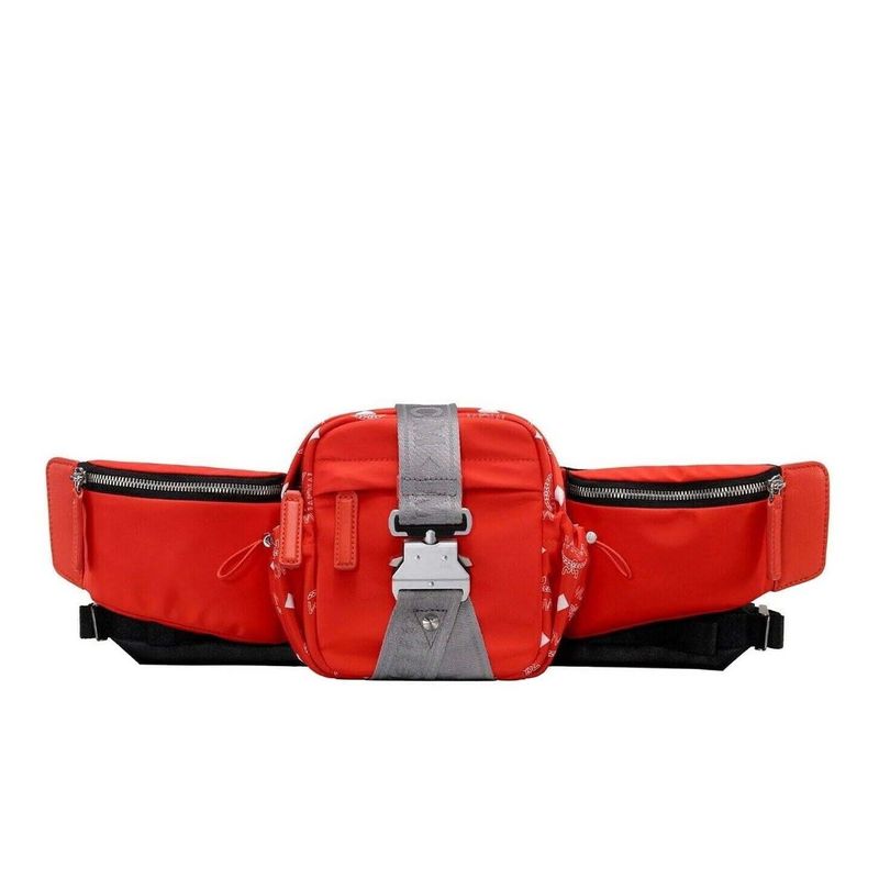 Mcm Orange Flame Nylon Jemison Crossbody 2-In-1 Bag